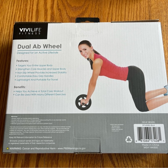 Fitness Bundle Dual Ab Wheel, Upper Body Stretch Cord, Excercise Dice - Picture 3 of 8